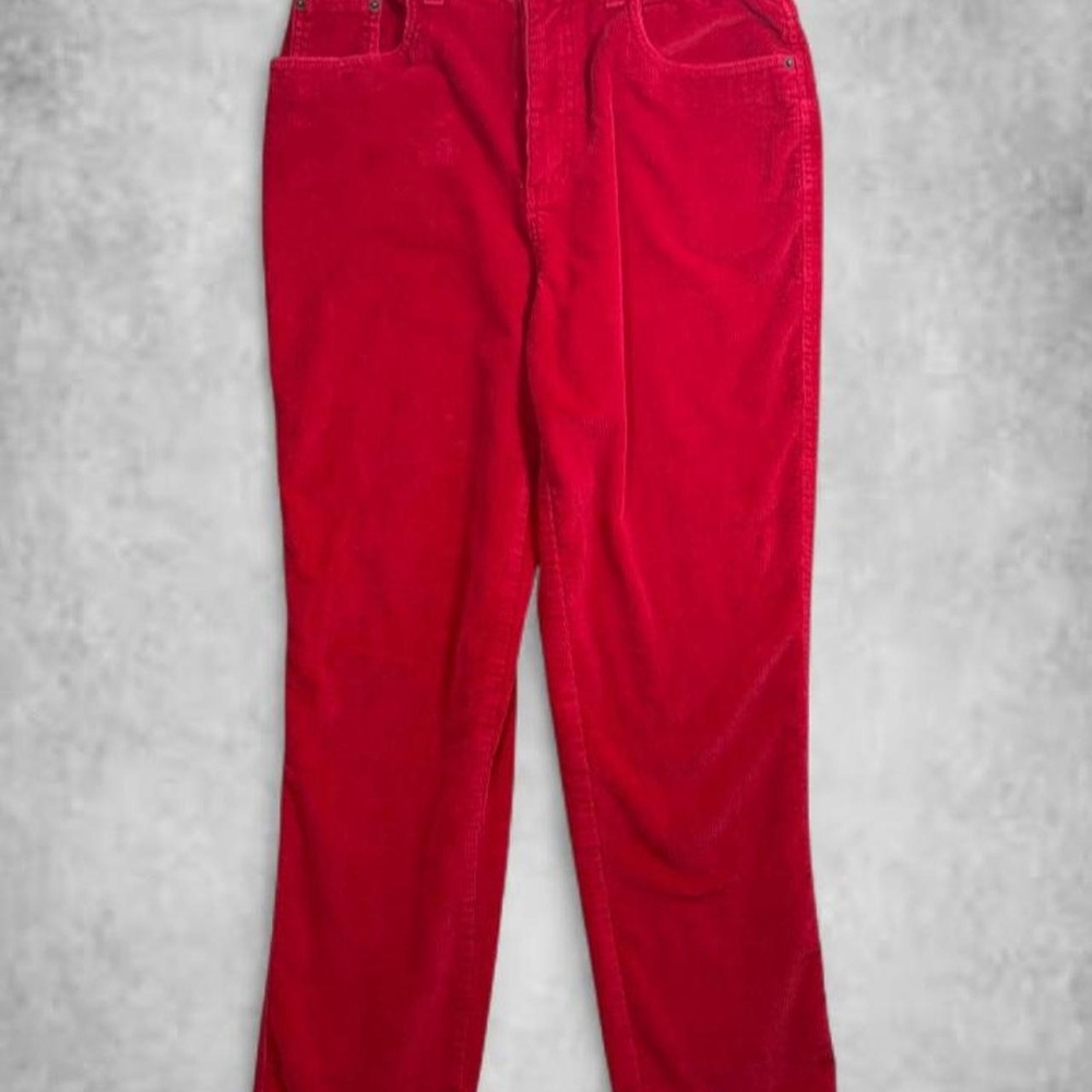 Bill Blass Vintage Red Corduroy Pants Womens 10 High Waisted Streetwear 90s Y2K